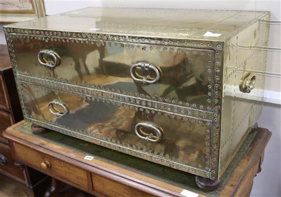 A brass covered chest W.87cm